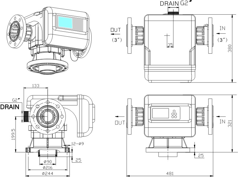 GL40T control valve dimensions